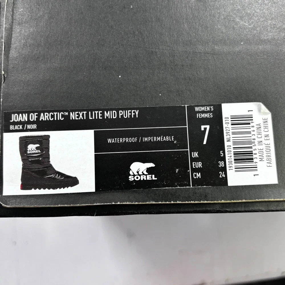 New Joan of Arctic Next Lite Mid Puffy‎ Black Waterproof Boots NL3927-010 Sz 7